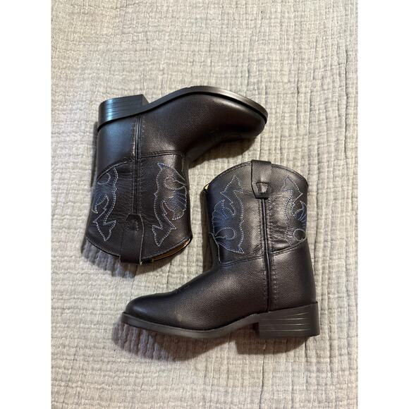 NWOT Masterson Boot Co. Black Leather Cowboy Boots Kids Size 8 - Picture 1 of 5